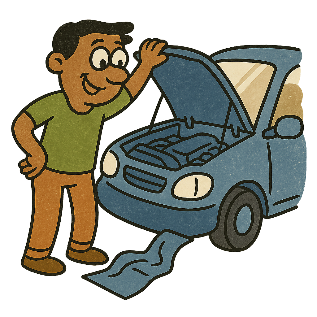 Mechanic inspecting car engine